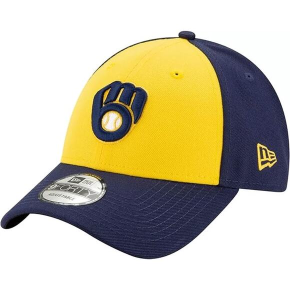 NWT Milwaukee Brewers Yellow 9Forty Adjustable Hat by New Era League Cap - Picture 2 of 6
